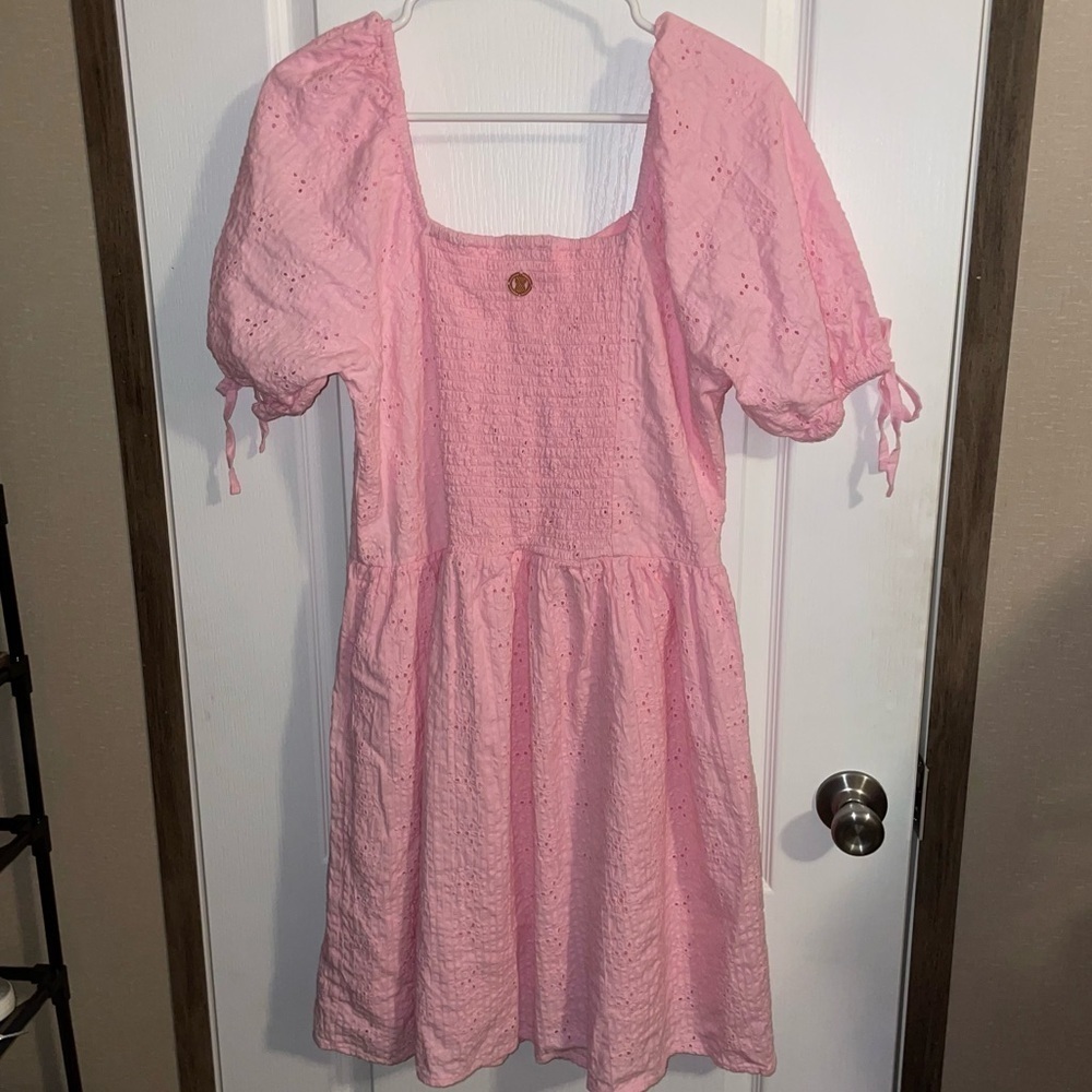 Simply Southern Pink Eyelet Dress Size Medium - Picture 3 of 6